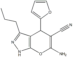 6-amino-4-(2-furyl)-3-propyl-1,4-dihydropyrano[2,3-c]pyrazole-5-carbonitrile 구조식 이미지