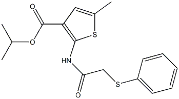 isopropyl 5-methyl-2-{[(phenylsulfanyl)acetyl]amino}thiophene-3-carboxylate 구조식 이미지