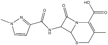 3-methyl-7-{[(1-methyl-1H-pyrazol-3-yl)carbonyl]amino}-8-oxo-5-thia-1-azabicyclo[4.2.0]oct-2-ene-2-carboxylic acid 구조식 이미지