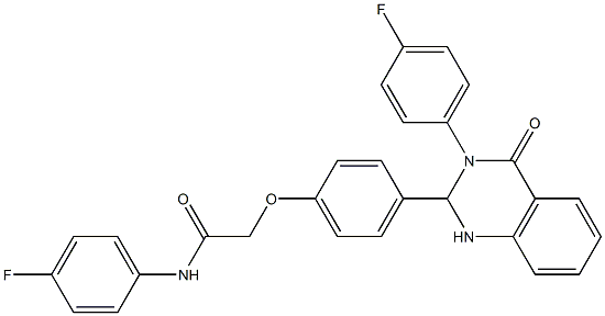 N-(4-fluorophenyl)-2-{4-[3-(4-fluorophenyl)-4-oxo-1,2,3,4-tetrahydro-2-quinazolinyl]phenoxy}acetamide 구조식 이미지