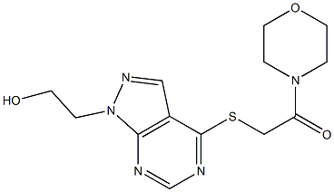 2-(4-{[2-(4-morpholinyl)-2-oxoethyl]sulfanyl}-1H-pyrazolo[3,4-d]pyrimidin-1-yl)ethanol 구조식 이미지
