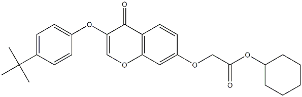 cyclohexyl {[3-(4-tert-butylphenoxy)-4-oxo-4H-chromen-7-yl]oxy}acetate Structure