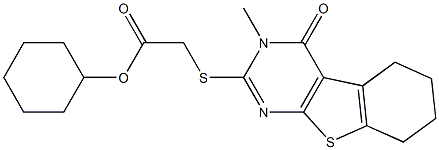 cyclohexyl [(3-methyl-4-oxo-3,4,5,6,7,8-hexahydro[1]benzothieno[2,3-d]pyrimidin-2-yl)sulfanyl]acetate 구조식 이미지