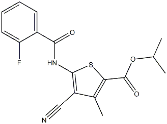 isopropyl 4-cyano-5-[(2-fluorobenzoyl)amino]-3-methyl-2-thiophenecarboxylate Structure