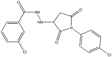 3-chloro-N'-[1-(4-chlorophenyl)-2,5-dioxopyrrolidin-3-yl]benzohydrazide Structure