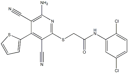 2-{[6-amino-3,5-dicyano-4-(2-thienyl)-2-pyridinyl]sulfanyl}-N-(2,5-dichlorophenyl)acetamide 구조식 이미지