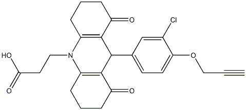3-(9-[3-chloro-4-(2-propynyloxy)phenyl]-1,8-dioxo-2,3,4,5,6,7,8,9-octahydro-10(1H)-acridinyl)propanoic acid 구조식 이미지