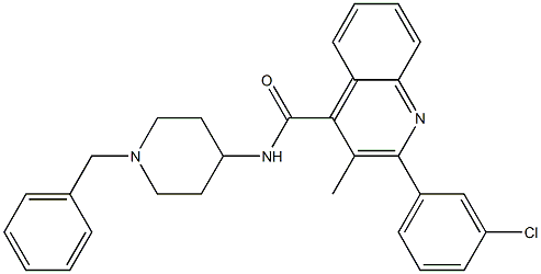 N-(1-benzyl-4-piperidinyl)-2-(3-chlorophenyl)-3-methyl-4-quinolinecarboxamide 구조식 이미지