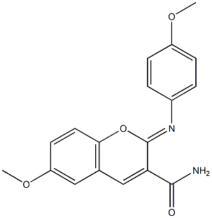 6-methoxy-2-[(4-methoxyphenyl)imino]-2H-chromene-3-carboxamide Structure