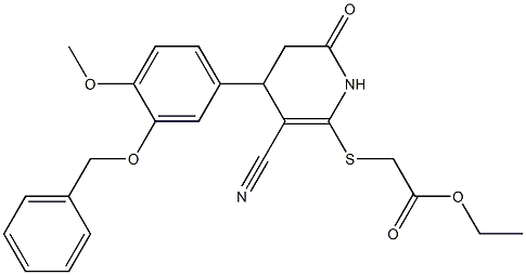 ethyl ({4-[3-(benzyloxy)-4-methoxyphenyl]-3-cyano-6-oxo-1,4,5,6-tetrahydro-2-pyridinyl}sulfanyl)acetate 구조식 이미지