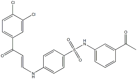 N-(3-acetylphenyl)-4-{[3-(3,4-dichlorophenyl)-3-oxo-1-propenyl]amino}benzenesulfonamide 구조식 이미지