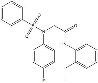 N-(2-ethylphenyl)-2-[4-fluoro(phenylsulfonyl)anilino]acetamide 구조식 이미지