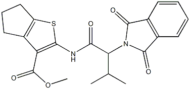 methyl 2-{[2-(1,3-dioxo-1,3-dihydro-2H-isoindol-2-yl)-3-methylbutanoyl]amino}-5,6-dihydro-4H-cyclopenta[b]thiophene-3-carboxylate 구조식 이미지