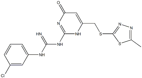 N-(3-chlorophenyl)-N'-(6-{[(5-methyl-1,3,4-thiadiazol-2-yl)thio]methyl}-4-oxo-1,4-dihydro-2-pyrimidinyl)guanidine 구조식 이미지