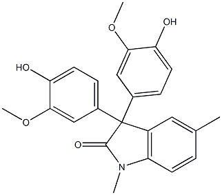 3,3-bis(4-hydroxy-3-methoxyphenyl)-1,5-dimethyl-1,3-dihydro-2H-indol-2-one Structure