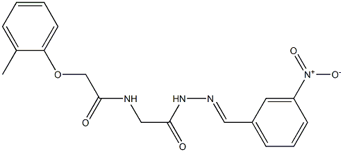 N-[2-(2-{3-nitrobenzylidene}hydrazino)-2-oxoethyl]-2-(2-methylphenoxy)acetamide Structure