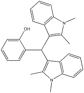 2-[bis(1,2-dimethyl-1H-indol-3-yl)methyl]phenol 구조식 이미지