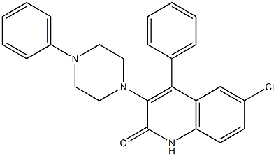 6-chloro-4-phenyl-3-(4-phenyl-1-piperazinyl)-2(1H)-quinolinone 구조식 이미지