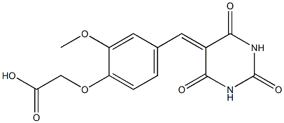 {2-methoxy-4-[(2,4,6-trioxotetrahydro-5(2H)-pyrimidinylidene)methyl]phenoxy}acetic acid 구조식 이미지