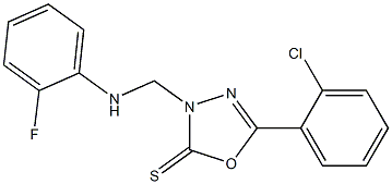 5-(2-chlorophenyl)-3-[(2-fluoroanilino)methyl]-1,3,4-oxadiazole-2(3H)-thione 구조식 이미지