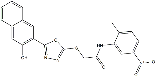 2-{[5-(3-hydroxynaphthalen-2-yl)-1,3,4-oxadiazol-2-yl]sulfanyl}-N-{5-nitro-2-methylphenyl}acetamide Structure