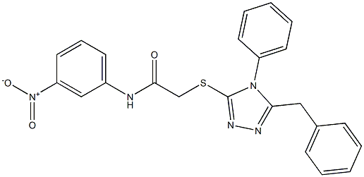 N-{3-nitrophenyl}-2-{[4-phenyl-5-(phenylmethyl)-4H-1,2,4-triazol-3-yl]sulfanyl}acetamide 구조식 이미지