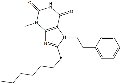 8-(hexylsulfanyl)-3-methyl-7-(2-phenylethyl)-3,7-dihydro-1H-purine-2,6-dione Structure