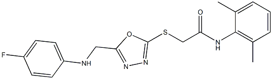 N-(2,6-dimethylphenyl)-2-({5-[(4-fluoroanilino)methyl]-1,3,4-oxadiazol-2-yl}sulfanyl)acetamide 구조식 이미지