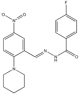 4-fluoro-N'-[5-nitro-2-(1-piperidinyl)benzylidene]benzohydrazide 구조식 이미지