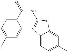 4-iodo-N-(6-methyl-1,3-benzothiazol-2-yl)benzamide 구조식 이미지