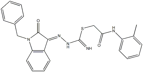 2-oxo-2-(2-toluidino)ethyl 2-(1-benzyl-2-oxo-1,2-dihydro-3H-indol-3-ylidene)hydrazinecarbimidothioate Structure