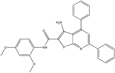 3-amino-N-(2,4-dimethoxyphenyl)-4,6-diphenylthieno[2,3-b]pyridine-2-carboxamide Structure