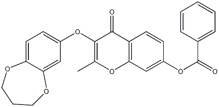 3-(3,4-dihydro-2H-1,5-benzodioxepin-7-yloxy)-2-methyl-4-oxo-4H-chromen-7-yl benzoate Structure