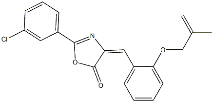 2-(3-chlorophenyl)-4-{2-[(2-methyl-2-propenyl)oxy]benzylidene}-1,3-oxazol-5(4H)-one 구조식 이미지