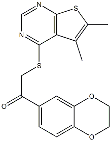 1-(2,3-dihydro-1,4-benzodioxin-6-yl)-2-[(5,6-dimethylthieno[2,3-d]pyrimidin-4-yl)sulfanyl]ethanone 구조식 이미지