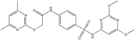 N-(4-{[(2,6-dimethoxy-4-pyrimidinyl)amino]sulfonyl}phenyl)-2-[(4,6-dimethyl-2-pyrimidinyl)sulfanyl]acetamide Structure