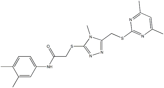 N-(3,4-dimethylphenyl)-2-[(5-{[(4,6-dimethylpyrimidin-2-yl)sulfanyl]methyl}-4-methyl-4H-1,2,4-triazol-3-yl)sulfanyl]acetamide Structure