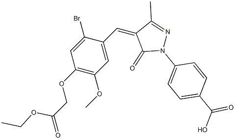 4-{4-[2-bromo-4-(2-ethoxy-2-oxoethoxy)-5-methoxybenzylidene]-3-methyl-5-oxo-4,5-dihydro-1H-pyrazol-1-yl}benzoic acid Structure