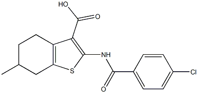2-[(4-chlorobenzoyl)amino]-6-methyl-4,5,6,7-tetrahydro-1-benzothiophene-3-carboxylic acid Structure
