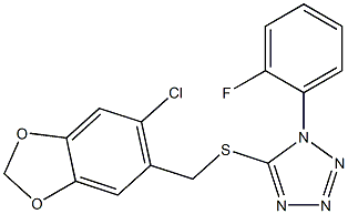 (6-chloro-1,3-benzodioxol-5-yl)methyl 1-(2-fluorophenyl)-1H-tetraazol-5-yl sulfide Structure