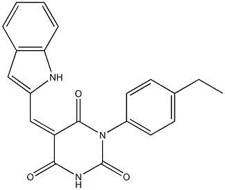 1-(4-ethylphenyl)-5-(1H-indol-2-ylmethylene)-2,4,6(1H,3H,5H)-pyrimidinetrione Structure