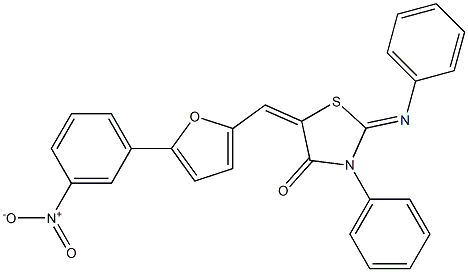 5-[(5-{3-nitrophenyl}-2-furyl)methylene]-3-phenyl-2-(phenylimino)-1,3-thiazolidin-4-one 구조식 이미지