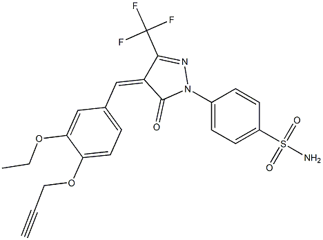 4-[4-[3-ethoxy-4-(2-propynyloxy)benzylidene]-5-oxo-3-(trifluoromethyl)-4,5-dihydro-1H-pyrazol-1-yl]benzenesulfonamide 구조식 이미지