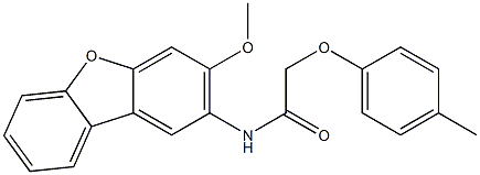 N-(3-methoxydibenzo[b,d]furan-2-yl)-2-(4-methylphenoxy)acetamide 구조식 이미지