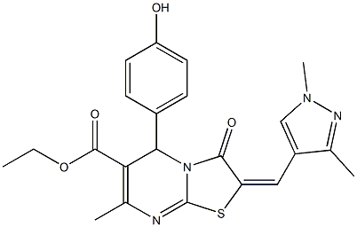 ethyl 2-[(1,3-dimethyl-1H-pyrazol-4-yl)methylene]-5-(4-hydroxyphenyl)-7-methyl-3-oxo-2,3-dihydro-5H-[1,3]thiazolo[3,2-a]pyrimidine-6-carboxylate 구조식 이미지