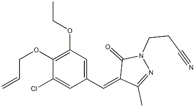 3-{4-[4-(allyloxy)-3-chloro-5-ethoxybenzylidene]-3-methyl-5-oxo-4,5-dihydro-1H-pyrazol-1-yl}propanenitrile Structure