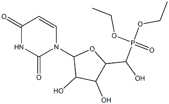 diethyl [5-(2,4-dioxo-3,4-dihydro-1(2H)-pyrimidinyl)-3,4-dihydroxytetrahydro-2-furanyl](hydroxy)methylphosphonate 구조식 이미지