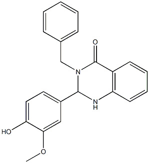 2-[4-hydroxy-3-(methyloxy)phenyl]-3-(phenylmethyl)-2,3-dihydroquinazolin-4(1H)-one 구조식 이미지