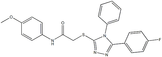 2-{[5-(4-fluorophenyl)-4-phenyl-4H-1,2,4-triazol-3-yl]sulfanyl}-N-(4-methoxyphenyl)acetamide 구조식 이미지