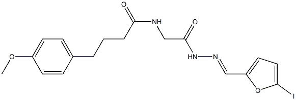 N-(2-{2-[(5-iodo-2-furyl)methylene]hydrazino}-2-oxoethyl)-4-(4-methoxyphenyl)butanamide 구조식 이미지